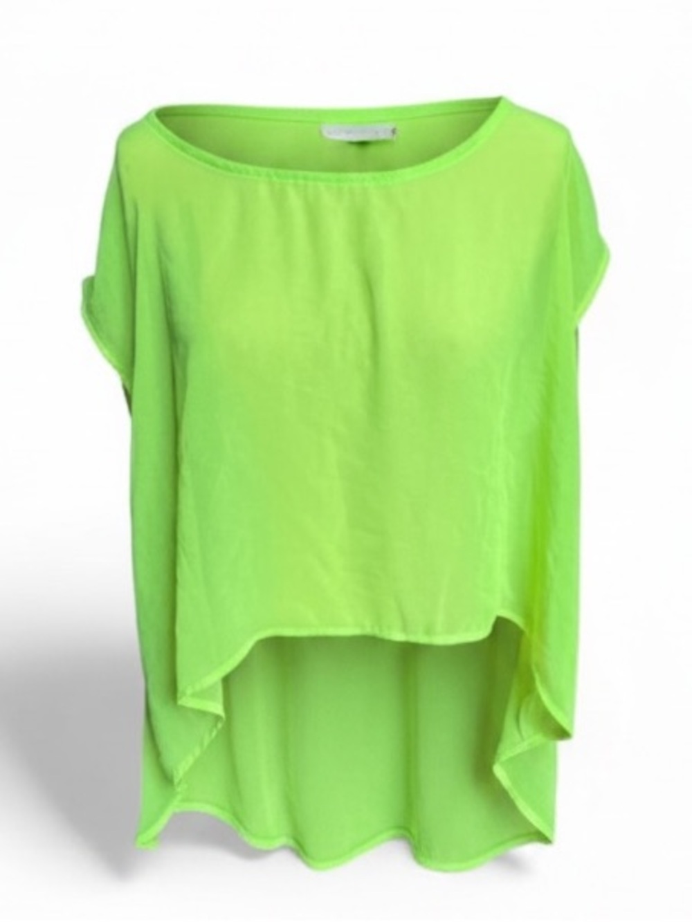 Neon Lime Ravecore Sheer Silky Indie Sleeze Hi-Low Top